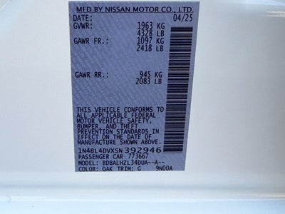2025 Nissan Altima SV FWD