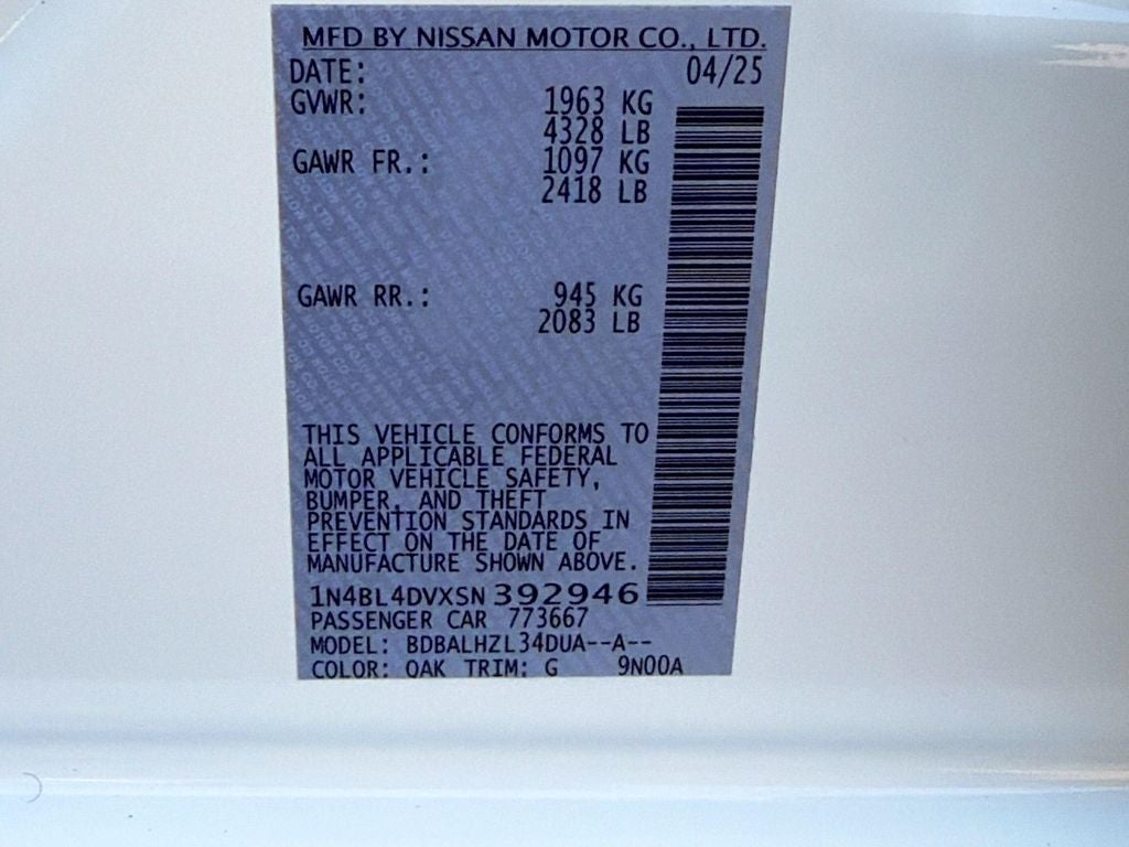 2025 Nissan Altima SV FWD