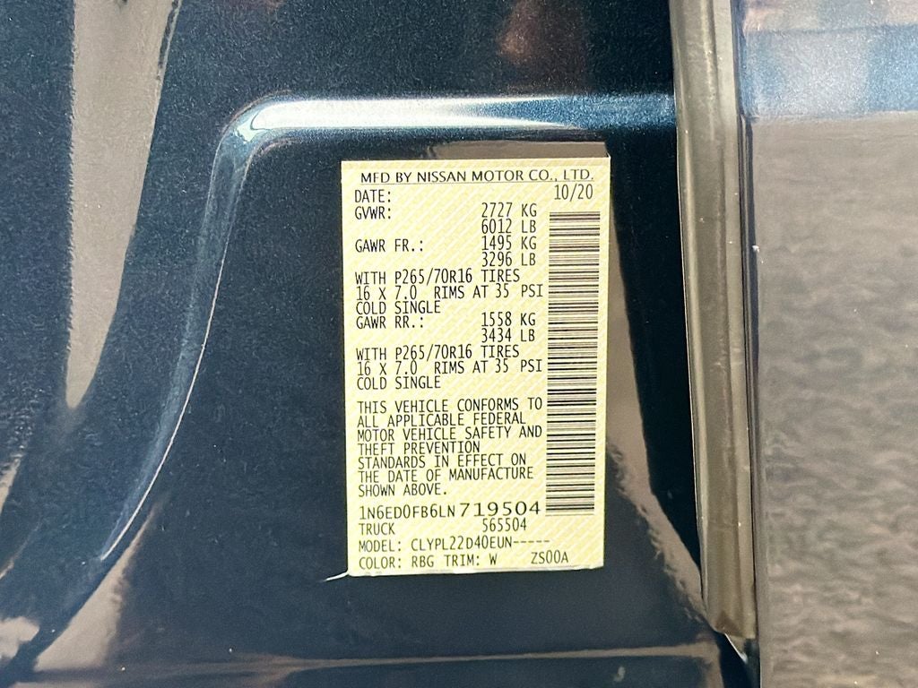 2020 Nissan Frontier Crew Cab Long Bed SV 4x4