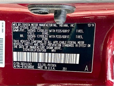 2015 Toyota Sienna XLE 8 Passenger