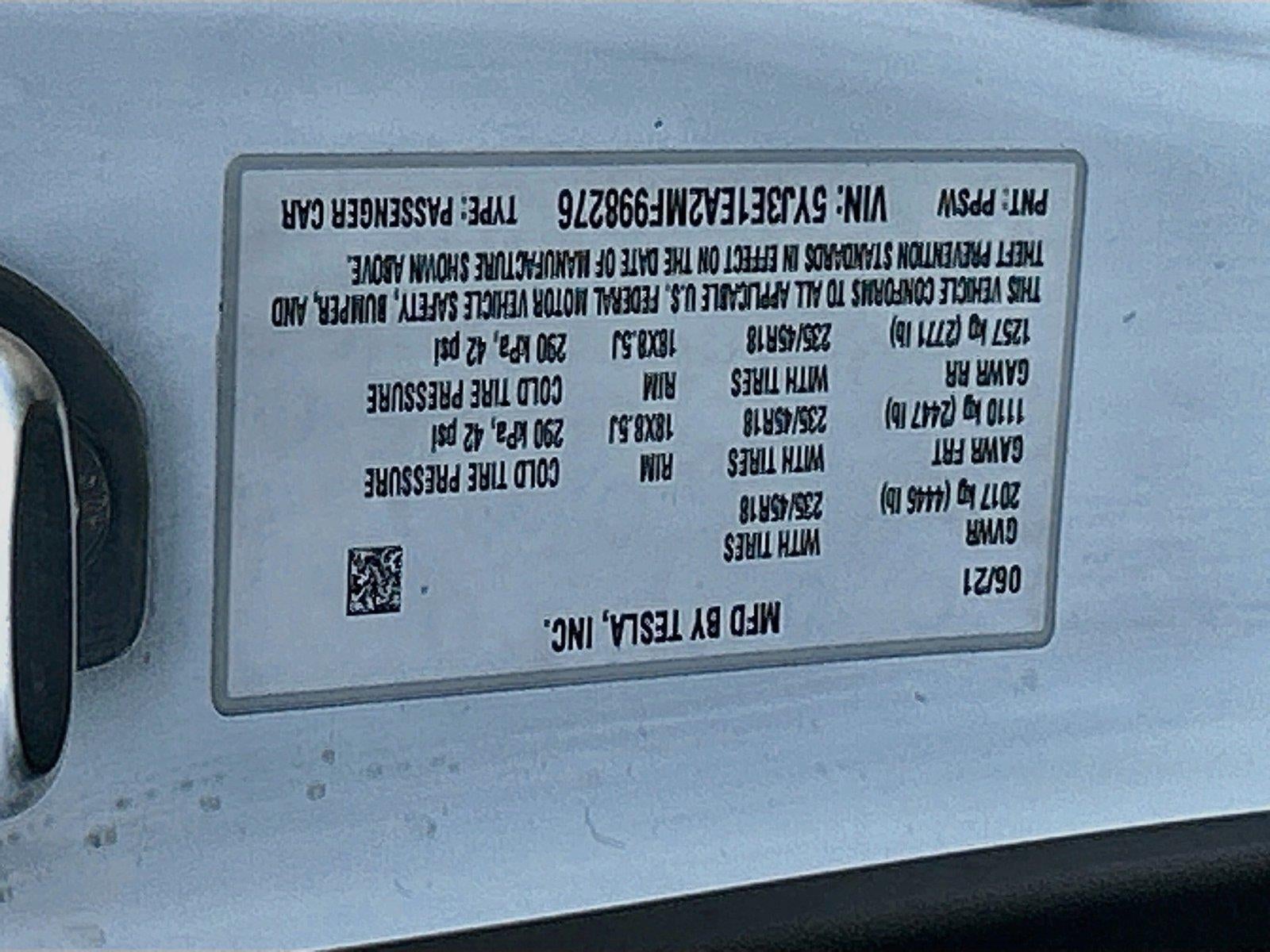 2021 Tesla Model 3 Standard Range Plus Rear-Wheel Drive