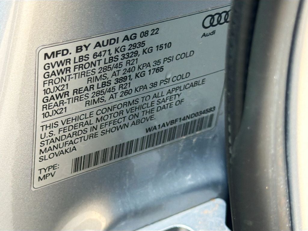 2022 Audi Q8 Premium 55 TFSI quattro Tiptronic